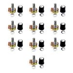 JZK 10pcs B10K Potentiometer knob with 6mm Shaft, Linear Taper Rotary Volume B 10k Potentiometer knob, B10K Ohm 3 Terminal Rotary Potentiometer with Cap, Nuts and Washer