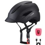 MOKFIRE Adult Bike Helmet with USB Charge Rear Safety Light & Reflective Strap for Unisex Men/Women, E Bike Bicycle Helmets with Visor,Urban Commuter Cycle Biking Helmet, Adjustable Size (L: 57-61 CM)