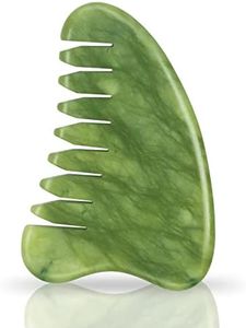 Leosense Green Jade Massage Comb, Handmade Deep Tissue Trigger Point Massager Tool for Full Body Relaxing Head Scalp Massage, Natural Jade Gua Sha Scraping Massage Therapy Tool, Facial Gua Sha Tool