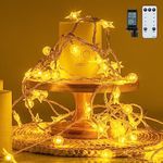 BiteBoom Premium LED String Lights with 100 Warm White Globe and 100 Stars, Waterproof and Durable, 8 Lighting Modes, Timer Function - Ideal for Festive Celebrations and More, 64FT