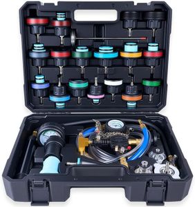 KOOPOOL Coolant Pressure Tester Kit, 30pc Universal Radiator Pressure Tester Set, Professional Coolant Vacuum Refill for Cars Motorcycles Trucks (30-Piece)