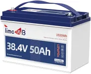 Timeusb 36V 50Ah Lithium LiFePO4 Battery Upgrade with Low Temp Protection, 1.2C Discharge 60A Current, 36 Volt Deep Cycle Trolling Motors Rechargeable Batteries for RV, Boat, Marine, Solar, Off-Grid