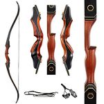 TOPARCHERY Archery 60" Takedown Hunting Recurve Bow for Adults Practice Competition Longbow with Stringer Tool Right Hand Black (35)