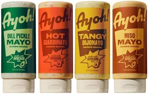 Ayoh Foods, Mayo Gone Wild, Made by Molly Baz - Easy to Squeeze, Perfect for; Sandwiches, Burgers, Fries, Nuggets, Wraps & Dips (4 Pack, Flavors Pack) - Gift for Sauce Lovers