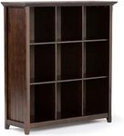 SIMPLIHOME Acadian SOLID WOOD 44 Inch Transitional 9 Cube Bookcase and Storage Unit in Brunette Brown, For the Living Room, Study Room and Office