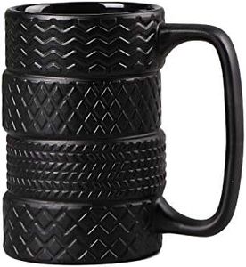 VanEnjoy 3D Cool Black Tyre Tire Shaped Frosted Ceramic Mug Large Coffee Tea Cup Unique Gifts Car Fans 13 oz(400ml)