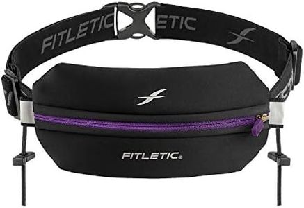 Fitletic Neo Race Belt, Black & Purple | Unique No Bounce Design for Marathon, Triathlon, Trail, 5k, 10k | Running Belt | N01R-07