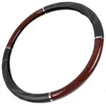 BDK Black/Dark Wood Grain Soft Leather Grip Big Rig Steering Wheel Cover for Trucks 18 inch Inch Large (Cherry Wood)