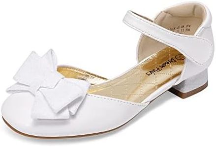 DREAM PAIRS Kids Bailarinas Niña Zapatos de Vestir de Tacón Cómodos para Fiesta Ballet Flats Chicas Princesa Brillante con Lazo Blanco SDFL2314K-E Talla 35 (EUR)