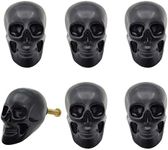 BrandName Black Skull Skeleton Cabinets Knobs,6 Pcs Single Hole Pull Handle for Drawer Wardrobes Bookcases Dresser Closets Hardware Furniture Decoration Vivicap (A)