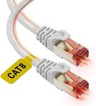 Ultra Clarity Cables Cat 8 Ethernet Cable 75 FT, High Speed 40 Gbps 2000Mhz Internet LAN Cable with Gold Plated RJ45 Connector, Weatherproof Ethernet Cord for Router, PC, PS5, Xbox - White