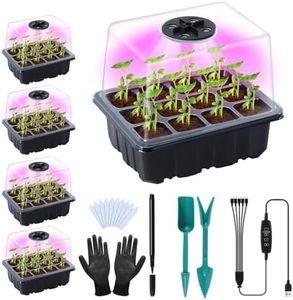 Covfirst Seed Starter Tray with Lights, Sixty Cells Seed Starter Kit with Humidity Dome, Five Lighting Mode and Four Timing Set Seedling Starter Trays, Seed Starting Trays Kit for Planting Seeds