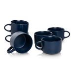 10 Strawberry Street Wazee Matte 4.75"/22 oz Oversized Mug, Set of 6, Midnight Blue