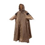 OneTigris TENTSFORMER Raincoat, Bushcraft Poncho Tent, Multiuse Waterproof Rain Cover for Men Women Adults, Coyote Brown, Medium