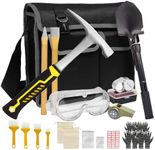 20Pcs Geology Rock Pick Hammer Kit, 22oz Rock Hammer & Digging Chisels & Sholve Set for Rock Hounding, Fossil Dig, Geodes, Gold Mining & Prospecting, Bag, Magnifying Glass, Whistle, Goggles (Gray)