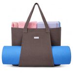 Cwokarb Yoga Bag for Women, Cotton Canvas Yoga Mat Bag with Mat Carrier Pocket, Wet/Dry Compartment, Zipper Pocket and Bottle Holder, Workout, Gym, Travel and Office