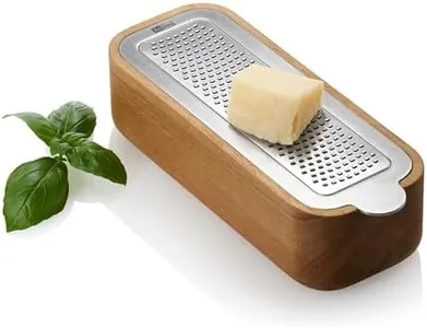 AdHoc Cut n Serve Fine Grater - Food Grater with Collecting Container & AdHoc PreciseGate - Versatile Kitchen Tool with Removable Dishwasher-Safe Blade - Stainless Steel/Acacia Wood