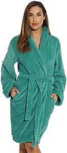 Just Love Velour Chevron Texture Bath Robes for Women, Emerald, Medium