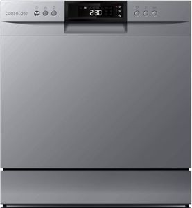 Cookology CTTD8SL-b Mini Counter Top Dishwasher in Silver - 8 Place Setting Capacity - Table Top - Compact Design - 7 Wash Cycles - ECO Friendly Mode