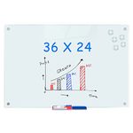 Glass Whiteboard, 3'x 2' Glass Board Magnetic Dry Erase Board on Wall Frameless