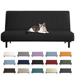 YEMYHOM Futon Cover Latest Jacquard Design High Stretch Armless Sofa Bed Slipcover Anti-Slip Furniture Protector with Elastic Bottom (Futon, Black)