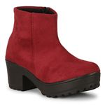 Saheb Latest Ankle Boots for Girls and Women (Eu40) (7 UK) (Cherry)