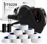 ITISBLTN 1 Line Price Gun & 8 Characters Price Tag Gun Black Pricing Gun Kit – Includes 5,000 Blank White Price Labels, 2 Ink Rollers, 1 Ink roll pre-Loaded