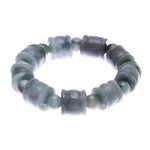 Novica Barrels and Beads Jade Stretch Bracelet for Girls Womens