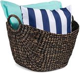 Best Choice Products Large Vintage Laundry Basket Multipurpose Hyacinth Storage Basket, Handwoven French-Style Organizer Tote for Bedroom, Living Room, Bathroom, w/Handles - Brown