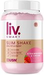 USN Liv.Smart Slim Shake Strawberries & Cream 550g - High Protein (21g) Meal Replacement Shake & Weight Loss Support - Low in Sugar & Suitable for Vegetarians, 10 Servings