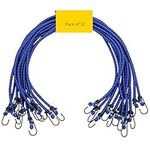 Pretex Heavy Duty Bungee Cords with Hooks - Set of 12 - Extra Strong Bungees for Luggage & Camping – Universal Tie Down Cord Straps - 88.9 cm (35 inch) Length x Blue