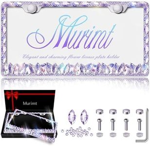 Murimt Purple Bling License Plate Frames 2 Pack Rhinestone Bling License Plate Sparkle Front License Plate Holder Cover Custom Glitter License Plate Frame Bling Car Accessories for Women