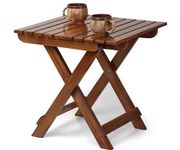 AMAZE SHOPPEE Wooden Foldable Coffee Table - Teak Wood, Light Brown - Perfect Center Table for Living Room (15 INCHES)