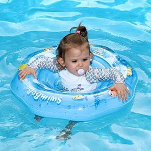 Swimbobo Inflatable Baby Swimming Float with Safe Seat for Age 6-36 Months Toddler (Blue Ocean)