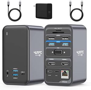 USB C Docking Station Dual Monitor for Dell HP Lenovo Laptop, 15 in 1 Laptop Docking Station, USB C Dock with 65W Power Supply, 7 USB 3.0, SD/TF, Gigabit Ethernet, 2 HDMI Ports, VGA, Plug and Play
