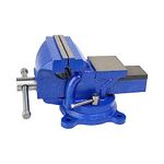 HFS(R) 5' Heavy Duty Bench Vise Anvil with 360° Swivel Locking Base Desktop Clamp (16LBS) - FS Blue Design