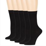 Autoor Women's Bamboo Calf Socks Casual Lightweight Breathable Crew Socks Anti Odor Black Women's Socks 5 Pairs,Size 5-8