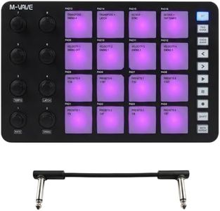 M-VAVE SMC-PAD MIDI Controller,Bluetooth Wireless Portable MIDI Pads with Velocity Sensitive Pads,Beat Maker,white 6.35mm Audio Cable (Black)
