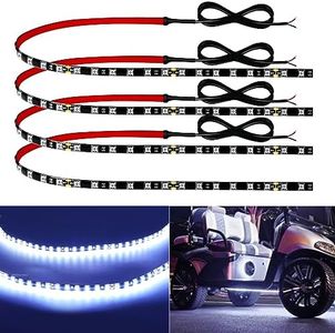 12V Led Light Strip 24" Connectable White Led Light Strips for Cars Golf Cart Boat Marine Trucks Waterproof Car Led Light Strip, 4Pack