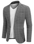 COOFANDY Mens Casual Blazer Sport Coat Lightweight Two Button Business Jackets, Fine Plaid Blazer- Black, L