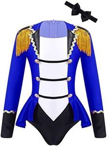 TiaoBug Kids Girls Showman Wheeler Halloween Costume Cosplay Party Fancy Dress up Cape Top with Skirt Wristband Set Blue A 10