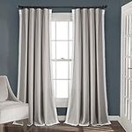 Lush Decor Rosalie Light Filtering Window Curtain Panel Set- Pair- Vintage Farmhouse & French Country Style Curtains - Timeless Dreamy Drape - Romantic Lace Trim - 54" W x 84" L, Light Gray