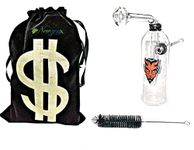 Newzenx Glass Oil Crystal Honey Bong 5.5 Inch (Devil/Hulk/Lady Logo) Included Velvet Pouch & Accessories