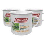 Coleman Scented Outdoor Citronella Candle in Tin Mug, Pine Scented Rustic Outdoor Camping Candle (Pack of 3)