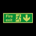 Fire Exit Arrow Down Plastic Sign with double sided fixing tape - Emergency/Fire Exit/Extinguisher (EE9)