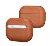 AirPods Pro Genuine Leather Case, Lopie [Handmade Series] AirPods Pro Cover Protective Skin, Portable Shockproof Shell Dust/Dirt Proof Case for Apple Air Pods 3 Gen - Light Brown