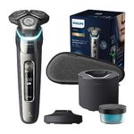 Philips Shaver Series 9000 - Wet and Dry Electric Shaver for Men in Dark Chrome, Lift and Cut, SkinIQ Technology, Pop-up Beard Trimmer, Cleaning Pod, Charging Stand and Travel Case (Model S9974/55)