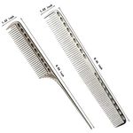 Tairantop 2 Stainless Steel Combs for Hair,Parting Comb,Metal Hair Cutting Comb,Moustache Comb,Rat Tail Comb,Beard Comb for Men (Modern)