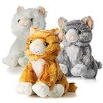 Prextex 10-Inch-Tall Realistic Looking Big Plush Stuffed Animals Cats Pack of 3