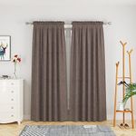 Brown Curtains Linen Textured 80 inch Length Living Room Divider Bedroom Privacy Curtains Semi Sheer Basement Kitchen Sliding Glass Door Window Treatment Patio Curtain 2 Panels Rod Pocket Drapes